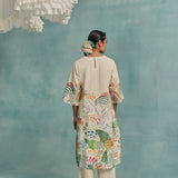 Meadow V-neck Kurta Set - Ecru