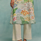 Meadow V-neck Kurta Set - Ecru
