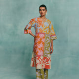 Patchwork V-neck Kurta Set