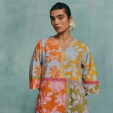Patchwork V-neck Kurta Set