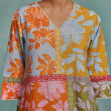 Patchwork V-neck Kurta Set