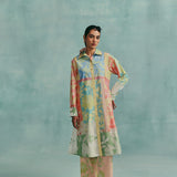 Patchwork Collared Kurta Set