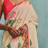 Dahlia Saree - Ecru