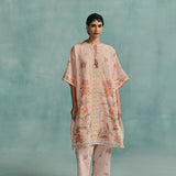 Hibiscus Round Neck Kaftan Set - Pink