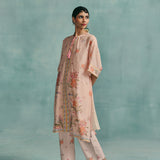 Hibiscus Round Neck Kaftan Set - Pink
