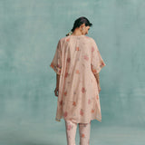Hibiscus Round Neck Kaftan Set - Pink