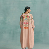 Rose V-neck Kaftan Set - Pink