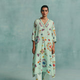 Daisy V-neck Kaftan Set - Blue