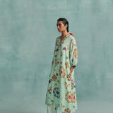 Daisy V-neck Kaftan Set - Blue