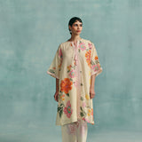 Dahlia Round Neck Kaftan Set - Ecru