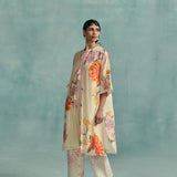 Dahlia Round Neck Kaftan Set - Ecru