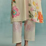 Dahlia Round Neck Kaftan Set - Ecru
